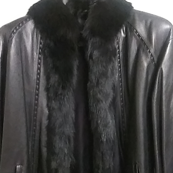Authentic Mink Trimmed Leather Coat - Picture 2 of 4